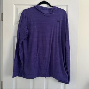 Size L Nike DriFit Heathered Purple Pull Over Hoodie Shirt